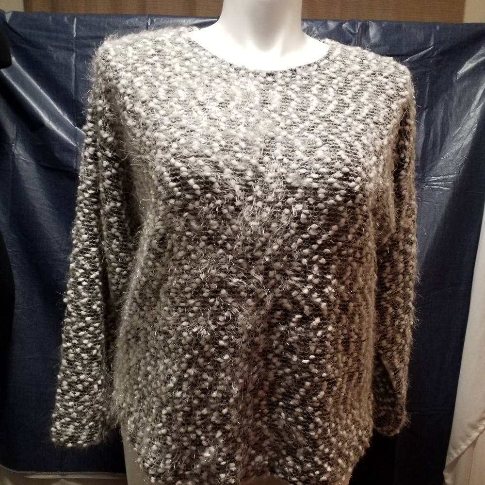 Black and white fringe Sparkle sweater.